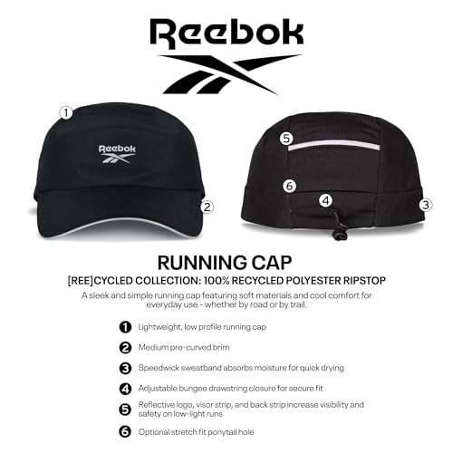 Image of Reebok Running Hat | Performance | Athletic | Lightweight | Quick Drying | Sun Protection | Reflective | Recycled Materials