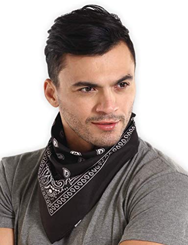 PAROPKAR Paisley Bandanas Cowboy Bandana Unisex Print Head Wrap Scarf Wristband (Black Maroon)