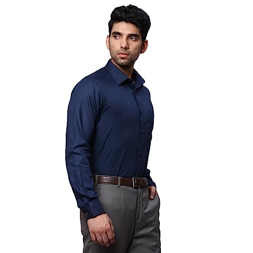 Image of Raymond Men's Pure Cotton Solid Pattern Slim Fit Semi Cutaway Collar Full Sleeve Formal Shirt