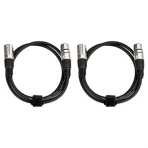 Image of Amazon Basics 2-Pack XLR Microphone Cable for Recording Studio, Speaker or PA System, 3-Pin Connectors, All Copper Conductors, 6MM PVC Jacket, 3 Foot, Black