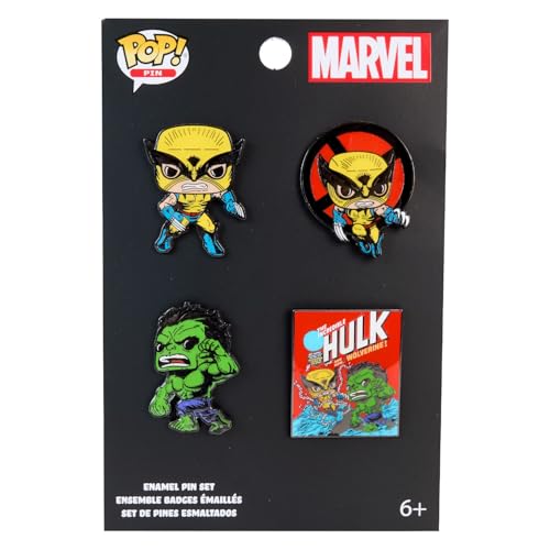 Loungefly Pop! 4PKPN: Marvel - Wolverine - Wolverine 50TH Anniversary Comic Action - X-Men Pins de Esmalte- Broche Coleccionable - para Mochilas Y Bolsos - Idea de Regalo- Mercancia Oficial