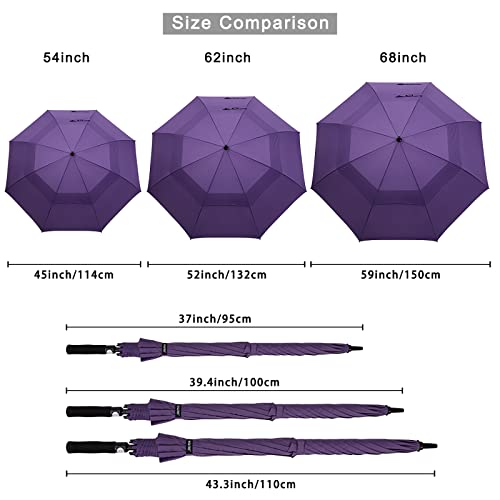 Image of G4Free 47 /54 /62 /68 Inch Automatic Open Golf Umbrella Oversize Extra Large Double Canopy Vented Windproof Waterproof Stick Umbrellas