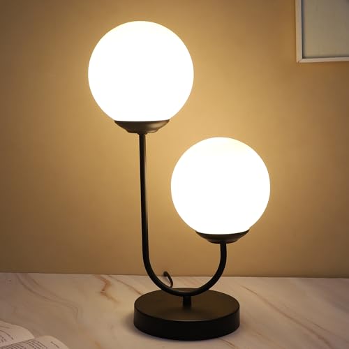 Image of tu casa Black Metal Base Pair of Bedside Table Lamp with 2 Glasses for Home Decoration Bedroom Living Room Corner Lounge Office Festival Decor & Gifting Study Table H - 14 inch / No Blub