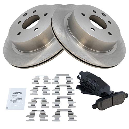 Image of TRQ Rear Brake Pad and Rotor Set Ceramic Solid Rotors | For 2003-2005 Infiniti G35 2003-2005 350Z 2011-2023 Leaf 2008-2020 Rogue 2014-2015 Select 2017-2022 Rogue Sport
