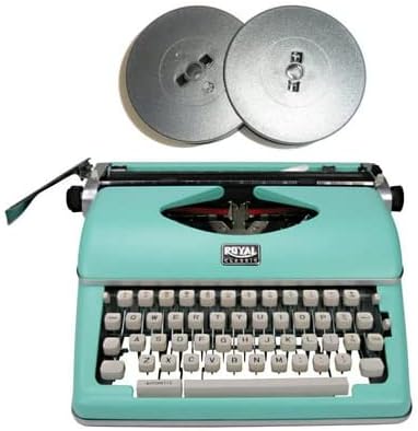 Royal Classic - Máquina de escribir manual retro (verde menta) con cintas adicionales y soplado máximo (3 artículos)