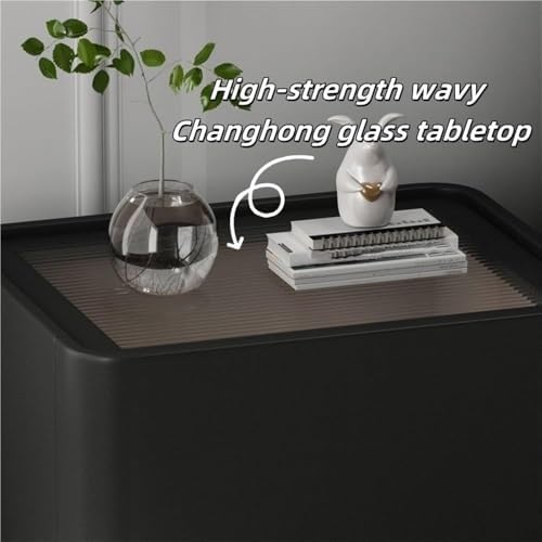 Solid Wood Nightstand with Glass Top - Minimalist Bedside Table for Small Spaces & Apartments - Stylish End Table for Bedroom & Living Room - & Functional