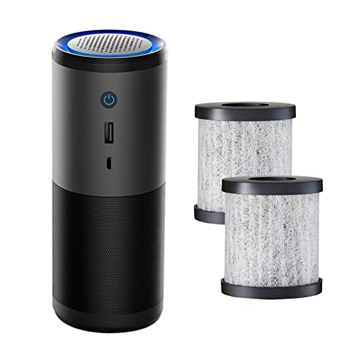 Car Air Purifier,Portable Air Purifie with H13 True HEPA Filter For Smoke Dust & Odor PM2.5 UV Sanitizer Eliminates Germs Filter for Car Office Traveling Bedroom (Air Purifier&2 Filter)