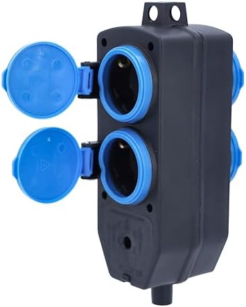 Regleta De 4 Enchufes Para Exterior Con 4 Tomas De Tierra, Tapa Abatible, Cable De 5 M, IP44, Enchufe Múltiple Para Uso Interior Y Exterior, 230 V, 16 A, Color Negro