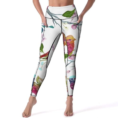 Pantalon de sport yoga oiseau et fleur parfait pour votre jogging