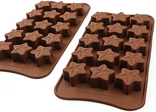 homEdge 15-Cavity Star Shaped Chocolate Mold, Set of 4PCS Non Stick Food Grade Silicone Mold for Candy Chocolate Jelly, Ice Cube