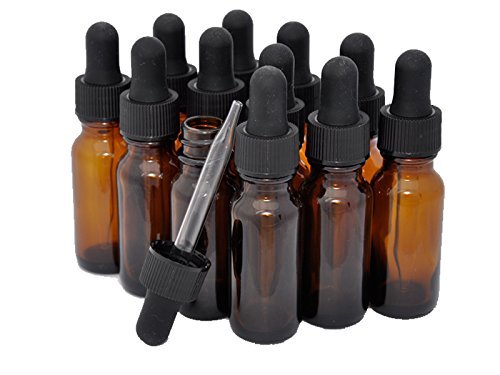 Imirootree15ml Amber Glass Dropper Bottles, Refillable DIY Cosmetic Bottles with Glass Droppers and Black Cap, for Essential Oil and Liquids (12Pcs)