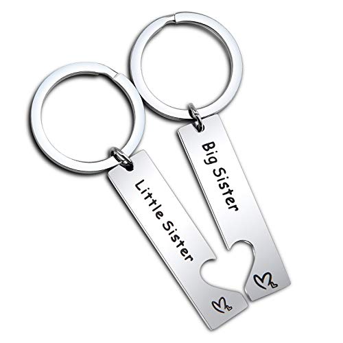 FEELMEM Big Sister Little Brother Sibling Matching Keyring Set Family Jewelry (big sister +little sister)