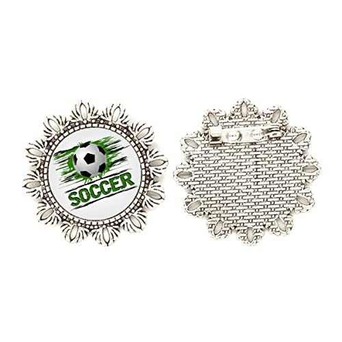Broche de plata con flor verde tamaño mediano para solapa