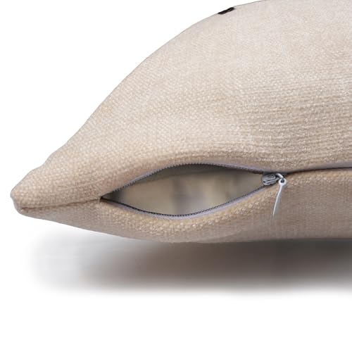 Image of Encasa XO Embroidered Chenille Cushion Cover of Size 40x40 cm Love - Natural | Soft Decorative Throw Pillow Cover for Sofa & Bed | Romantic Valentine Day Gift for Girlfriend, Wife, Husband, Boyfriend