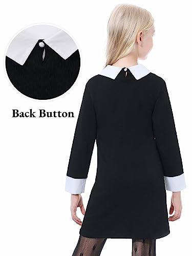 Mebius Girls Toddler Peter Pan Contrast Collar Dress Kids Vintage Tunic Dresses Casual Party Church 2T-12Y3