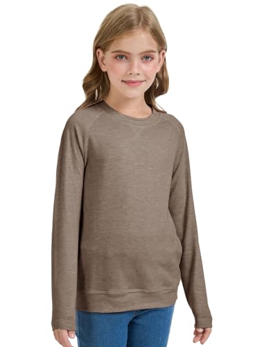 Girls Long Sleeve Shirts Cute Crew Neck Tshirts Kids Fall Back to School Tops Soft Clothes Size 10-124