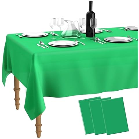 Deovige Table Cloth, Plastic Table Cloth Disposable, Green Tablecloth, 3 Pcs Table Cloths for Rectangle Tables, Table Clothsfor Parties, Plastic Table Cover for Birthday Graduations, 54 x108 inch Cover