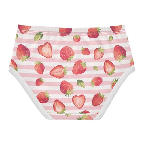 Wusikd Strawberry Girls' Underwear Cotton Pink Stripes Girls Briefs Soft Toddler Underwear 2T2