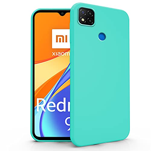 N NEWTOP Cover Compatibile con Xiaomi Redmi 9C, Custodia TPU Soft Gel Silicone Ultra Slim Sottile Flessibile Case Posteriore Protettiva (Turchese)