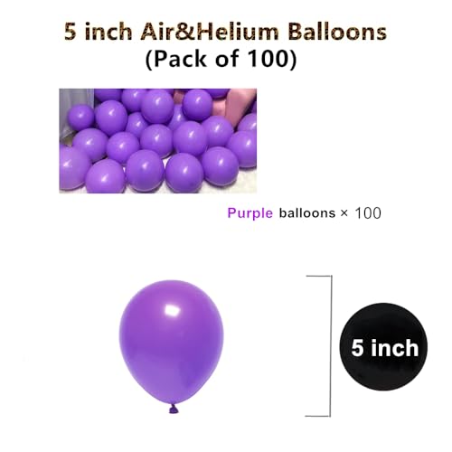 Image of 5 inch Purple Party Balloons, 100 pcs Mini Purple Latex Balloons for Birthday Wedding Baby Shower Decorations (Dark Purple)