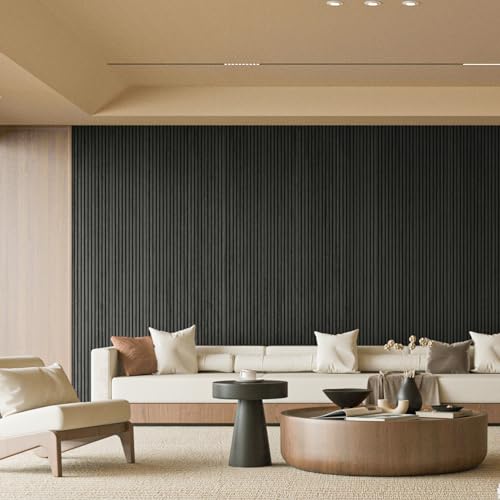 Image of Art3d 108 x 5.7 Inch Slat Wood Wall Paneling for Interior Decor, Black