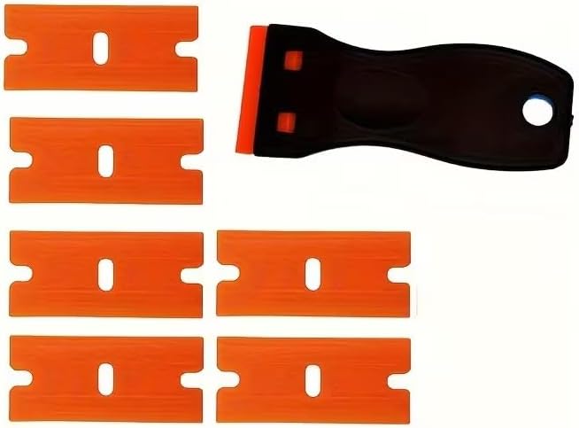 7Pcs 1 Set Plastic Razors, Scrapers, Label Removal Tools, Easily Removes Wall Paint, Stickers, And Vinyl Adhesives, Black