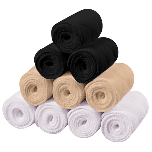 SATINIOR 10 Stück Baumwolle BH Einlagen Damen Rechteckig 3 Lagige Unterbrust Schwitzschutz Einlage (Weiß Schwarz Beige M)