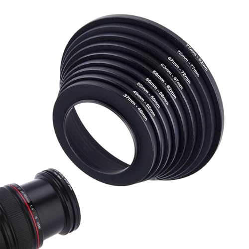 Filteradapter für Kameras Ringe Set,Metallische Kamera Objektiv Filter Ring,Fotofilteradapter,Objektivadapter aus Metall,Objektiv Adapter Filter Reduzierringe,Durchmesser von 37 mm Bis 82 mm Tokaneit