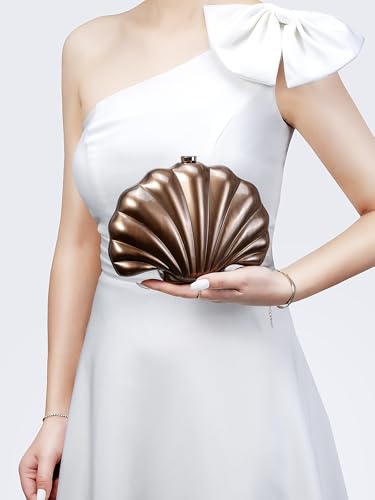 Image of Women Pearl Shell Acrylic Clutch Shell Purse Chain Shoulder Bag Ladies Wedding Clutch Prom Evening Handbag