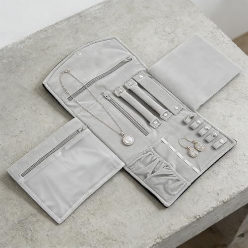 Estuche enrollable de terciopelo para joyas portátil que evita pérdidas en maletas 7