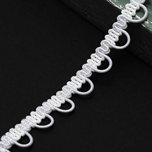 Ejoyce 4-Yards Petite Braid Trim With Elastic Button Loop For Costume, Crafts And Sewing, Tr-12155 (White) #TOP2