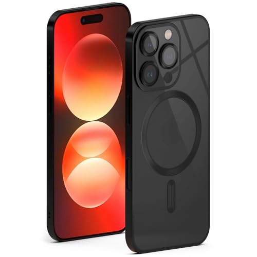 Coque iPhone 16 Pro Max ONEFLOW Aura MagSafe en silicone transparent noir protégeant la caméra