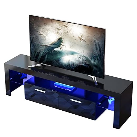 SANYOAC Black TV Stand for 55/60/65/70/75+ Inch TV Stand, Modern Entertainment Center for Video Gaming, Led TV Stand with Storage and Shelves for Living Room Bedroom