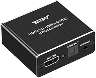 Tendak 4K x 2K HDMI to HDMI and Optical TOSLINK SPDIF + 3.5mm Stereo Audio Extractor Converter HDMI Audio Splitter Adapter(HDMI Input, HDMI + Digital/Analog Audio Output),AV-096-BK