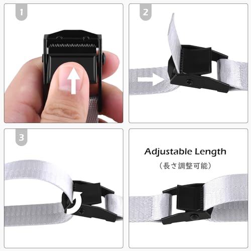 Image of TRIWONDER Cinch Tie Down Straps Cam Buckle Lashing Strap Nylon Small Ratchet Heavy Duty Belts for Packing Cargo Battery Bike Car Roof Rack Kayak Truck (01# Grey - 2 Packs, 9.8 FT)