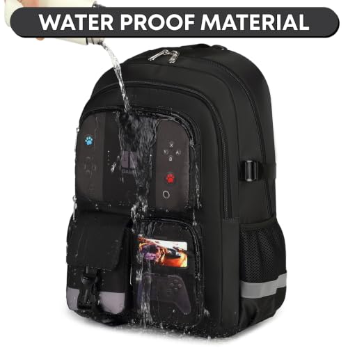 Image of 3PCS Boys Backpack for School Kids Schoolbag Teens Book Bag | Teen Boys Elementary Middle School Backpack College Student Bookbag with lunch box Children Waterproof Laptop Bag Black