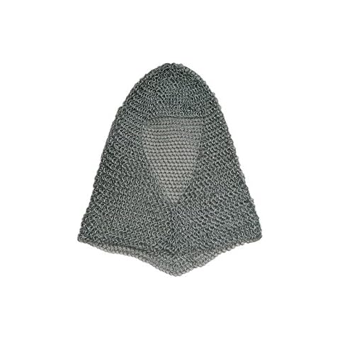 SZCO Supplies Silver Chainmail Coif Steel Chainmail Cover