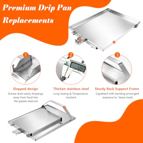 Image of BAC475 Grill Drip Tray for Traeger Scout & Ranger Pellet Grills Stainless Steel Drip Pan Replacement Parts for Traeger Pellet Grill Model TFT18KLD