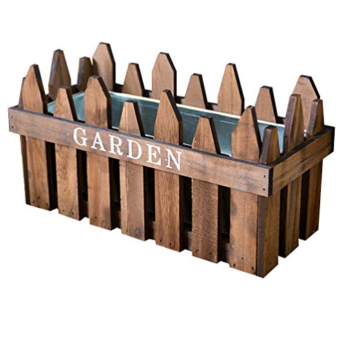 Happyyami Window Planter Wood Fence Flower Box Wooden Picket Fence