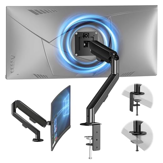 HEYMIX Single Monitor Arm, Ergonomic Monitor Stand VESA Mount, Computer Screen Arm Gas Spring, Vesa Arm, Monitor Mount & 2 Grommet Mounting Base for 13-32'' 2-9 kgs Sceens