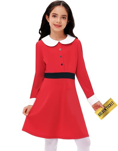 Classic Peter Pan Collar Salt Dress Girls Halloween Spoiled Ticket Winner Veruce Dresses Outfit 9-10 Years Red