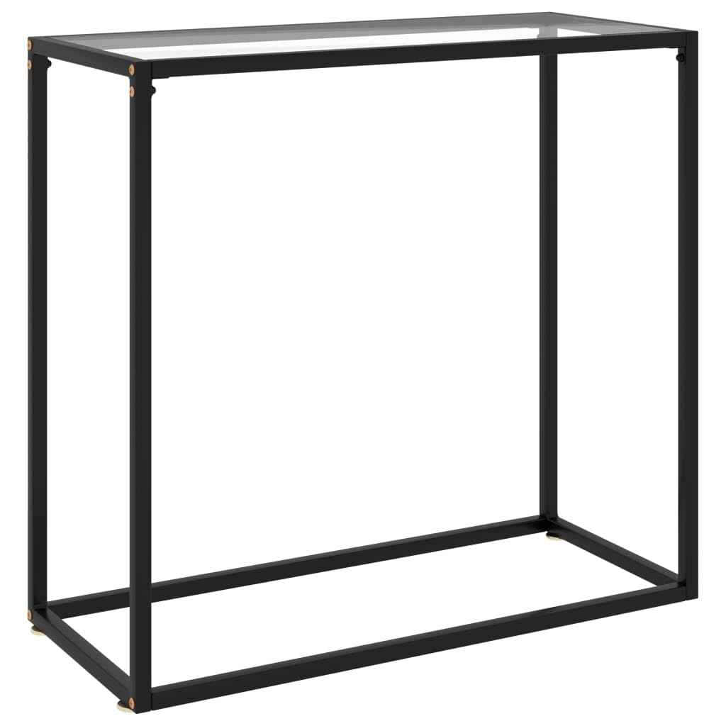 Stół do konsoli ze szkła hartowanego Przezroczysty Stół Konsola Nowoczesna Konsola ze szkła hartowanego i stali, wytrzymała i stabilna konstrukcja 80 x 35 x 75 cm