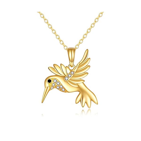 KECHO Pig/Hummingbird/Owl/Wolf/Cat Paw Pendant Necklace,14k Yellow Gold Fine Animal Necklace Jewelry Gifts for Women Gold Chain Length 16+1+1"