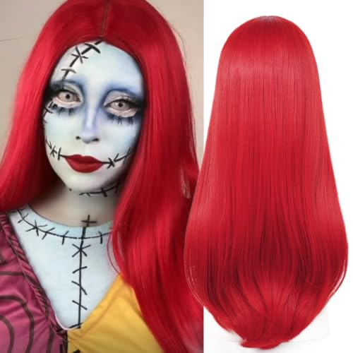 Max Beauty Perruque Longue Droite Rouge 32" Costume Cosplay Halloween + Bonnet