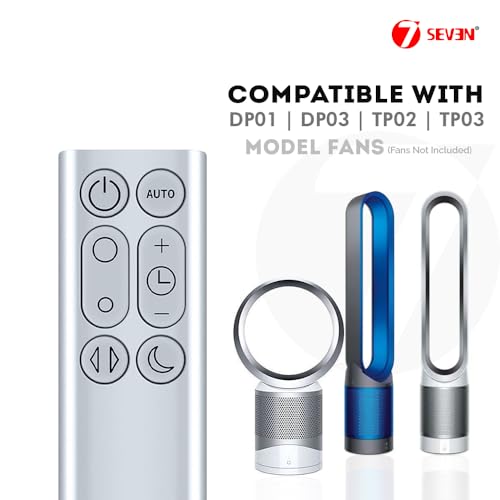 Image of 7SEVEN Compatible with Dyson Pure Cool Remote Control Suitable for DP01 DP03 TP02 TP03 Purifying Fan Model, Non Magnetic Remote Build with ABS Material Required CR2032 Battery