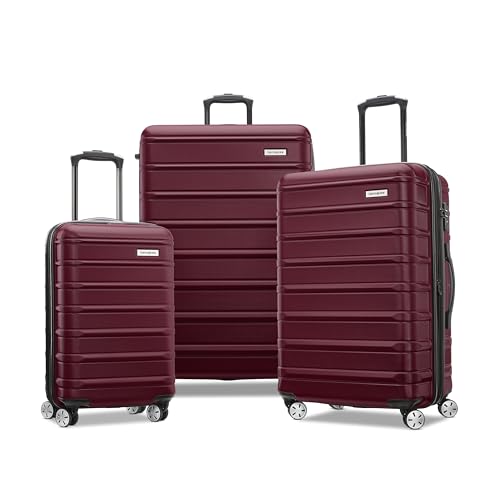 Samsonite Omni 2 Hardside Expandable Luggage with Spinner Wheels, 3-Piece Set (19/24/28), Natural Merlot