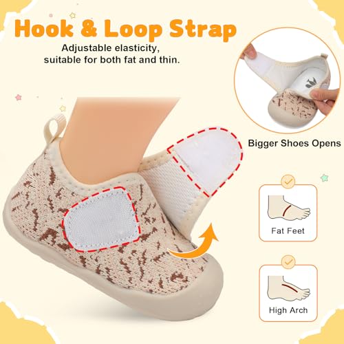 Image of FEETCITY Baby First Walking Shoes Wide Baby Shoes Infant Sneakers Newborn Crib Shoe Barefoot Lightweight Slip On Shoe