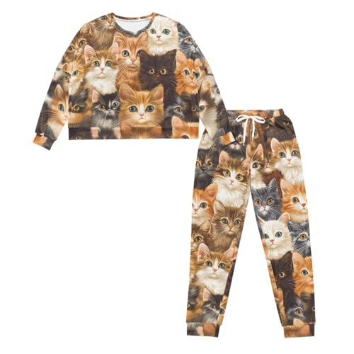 Image of Women's 2 Piece Printed Pajama Set Long Sleeve Sleepwear Set with Long Pants Casual Lounge Sets with Pocket