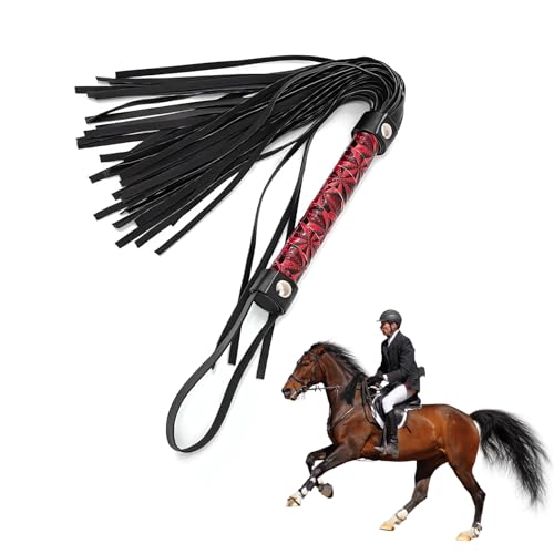 DHWEKU 1 pcs latigo Cuerode Cuero Artificial Suave,Látigo de Cuero PU para Caballos Herramienta de Entrenamiento, Accesorios para Disfraces, Cultivo para Montar a Caballo para Deportes al Aire Libre