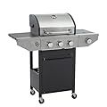 Designs 3-Burners Propane Gas BBQ Grill with Side Burner & Thermometer, 40,000 BTU Output Stainless Steel Grill for Outdoor Cooking Kitchen BBQ, Camping (3 Burners Grill)